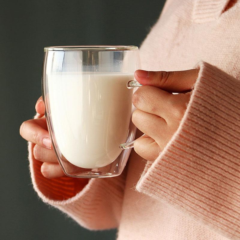 2pcs Double Bottom Wall Glass Coffee Cup Transparent Heat-resistant Water Cup Premium Mocha Latte Mugs Wedding Christmas Gift