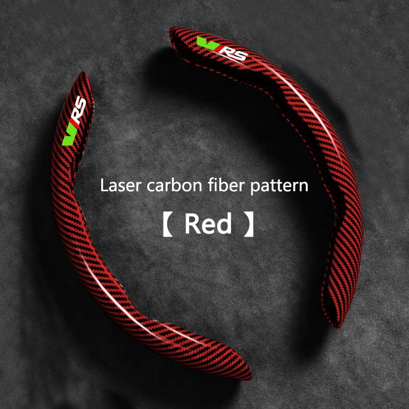 KJGK5 2PCS Carbon fiber Anti-Slip Car Steering Wheel Cover For Skoda VRS Octavia Kamiq Kodiaq Karoq RS Superb Fabia Rapid Accessories
