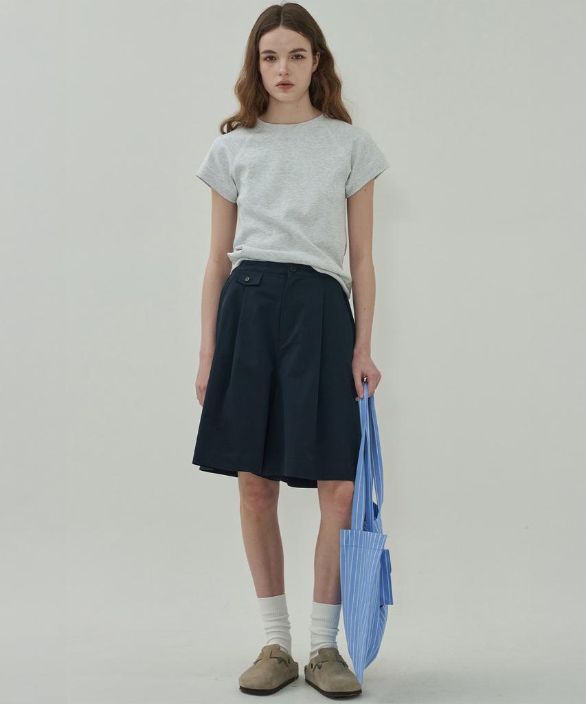 MOTT Button Wide Half Pants - Navy