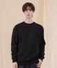 Ellamo Terry Basic Plain Plain Sleeve Point Zipper Oversized Sweatshirt [Black]
