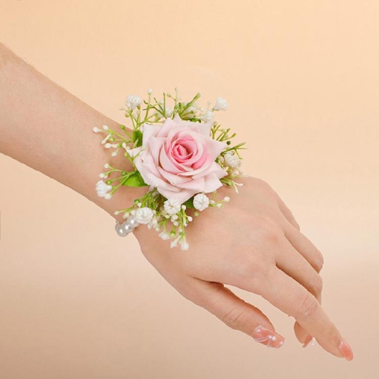 Wrist Corsage Artificial Rose Flower Boutonniere for Bride Groomsmen Bridesmaid Wedding Accessories for Special Occasion