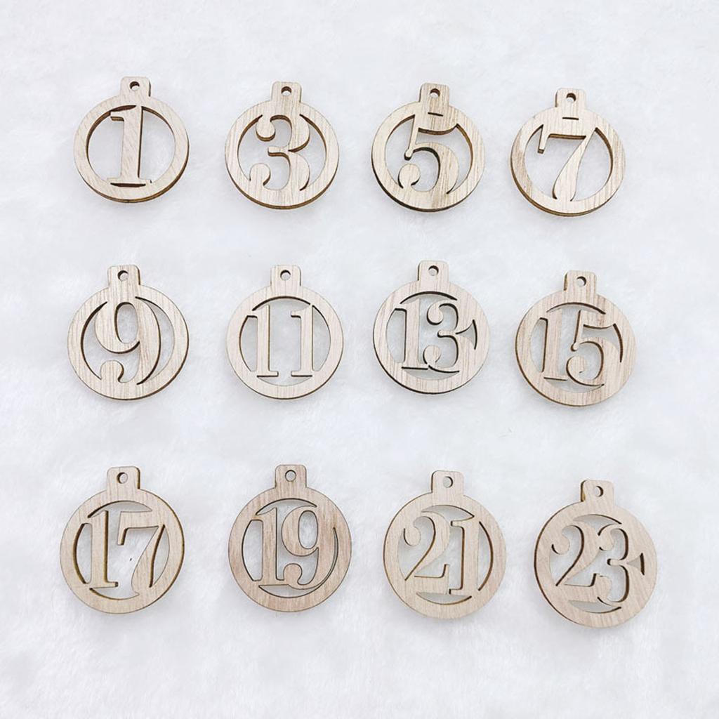 Wooden Advent Calendar Numbers 24 Pieces Wooden Advent Calendar Decoration Advent Calendar Wooden Pendant with Jute Cord