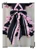 New Japanese Lolita Black Pink Maid Costume with Cute Cat Bow