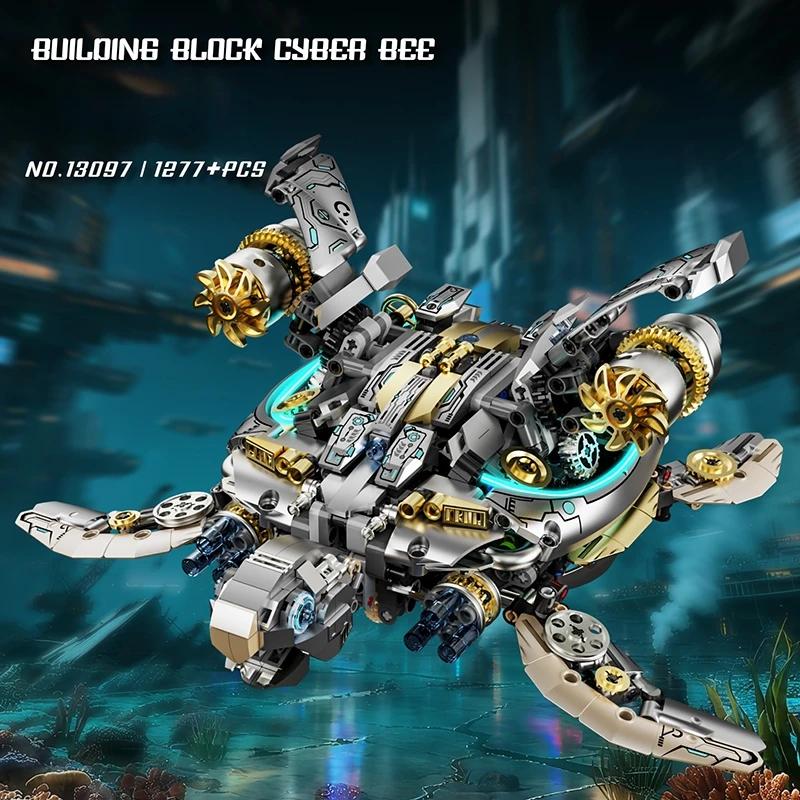 Non-Toxic New Moc Mechanical Sea Turtle Building Blocks Motor Power Ocean Creatures Diy Tabletop Decoration Birthday Christmas Gifts