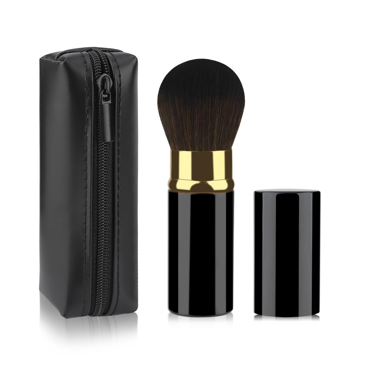 

Hot-selling convenient large retractable makeup brush with PU zipper bag Cangzhou blush brush loose powder brush honey brush
