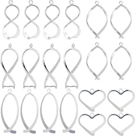 CHGCRAFT 20Pcs 5 Styles Brass Pinch Bails Ice Pick Pinch Clip Clasp Filigree Rack Plating Jewelry Clasps for Jewelry Necklace Bracelet Making DIY