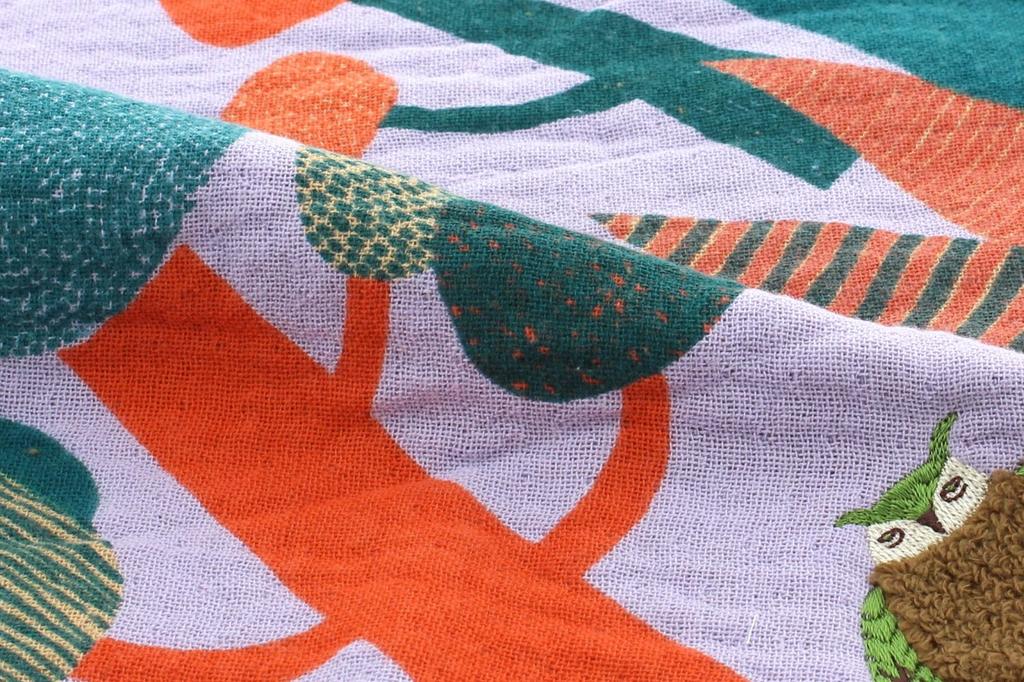 Kusunokibashi Monori morita MiW Fluffy Animal 25x25cm Handkerchief, Owl, Purple, A-65589-86-PAP,