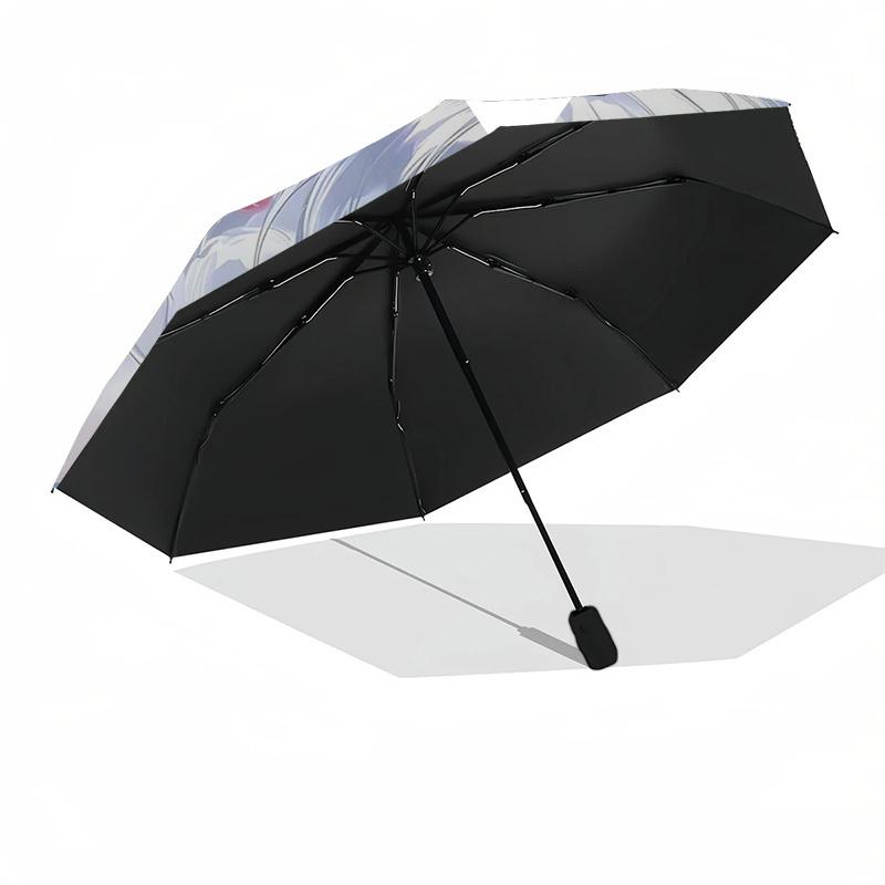1pc Cherry Blossom Snowy Girl Automatic Opening/Closing Outdoor Umbrella - Portable Tri-Fold Design with 8-Rib Iron Frame, Perfect for Outdoor Us
