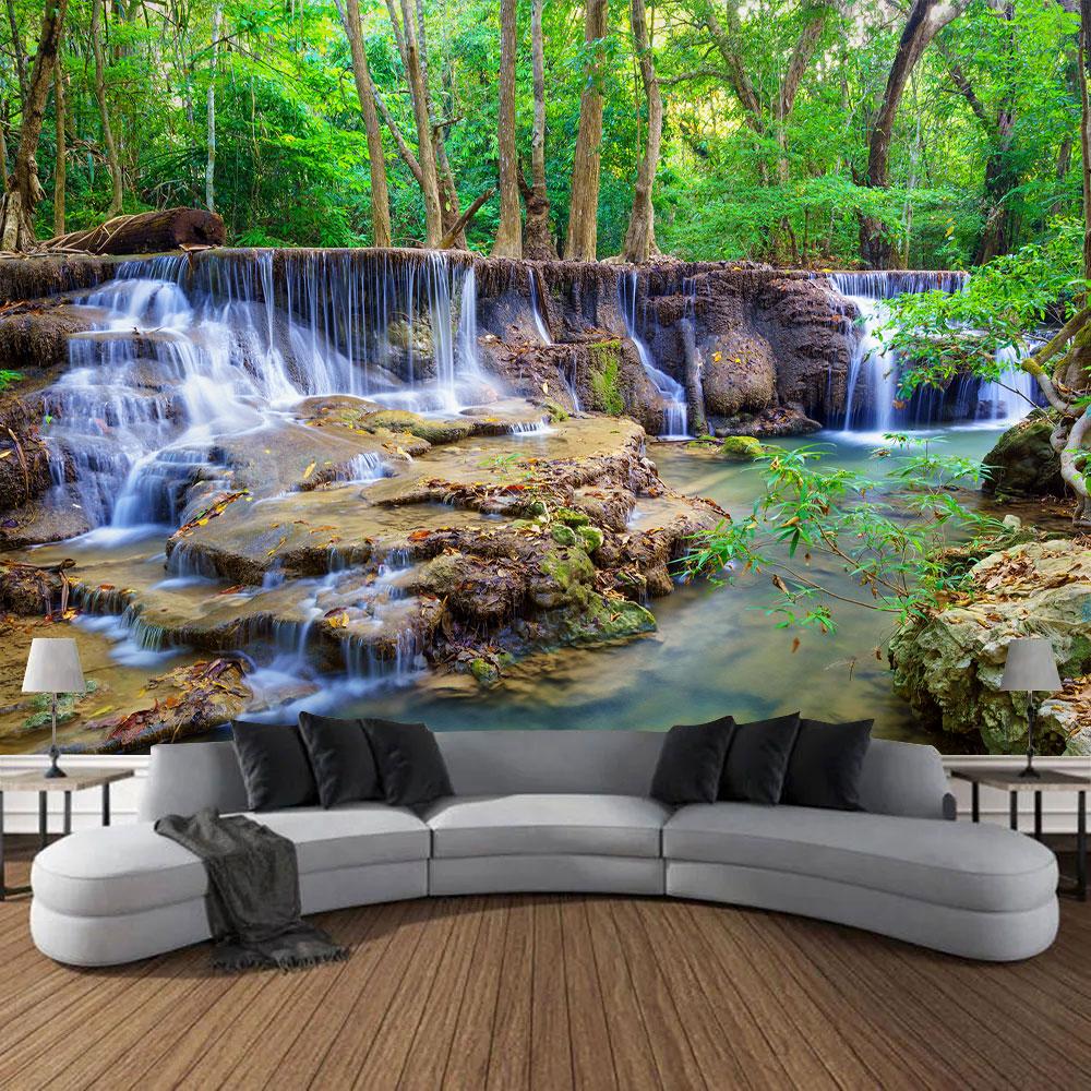 Frumoasă pădure naturală imprimată tapiserie mare de perete ieftină hippie agățată tapiserii de perete boeme decor mandala de perete
