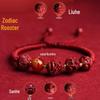 2025 Year of the Snake Cinnabar Zodiac Red String Bracelet - Unisex Benming Year Amulet with Sanhe Liuhe and Buddha Hand Design