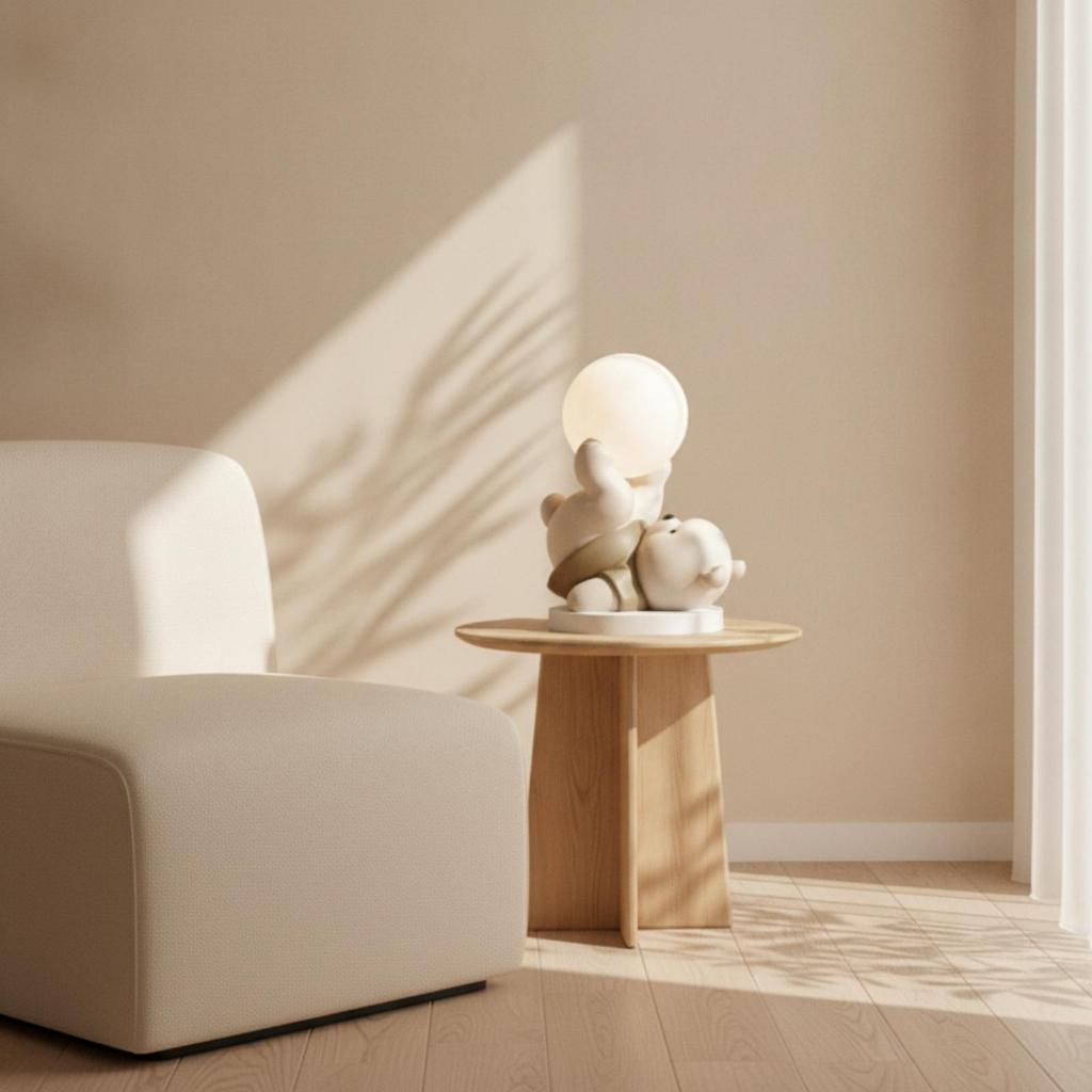 Bear Night Light Tabletop Ornament with Lamp Matte for Nursery, Desk