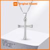 Vnox Stainless Steel Cross Pendant Necklace for Men Women, Silver Color Cross Necklaces, O-Chain Basic Religious Unisex Jewelry