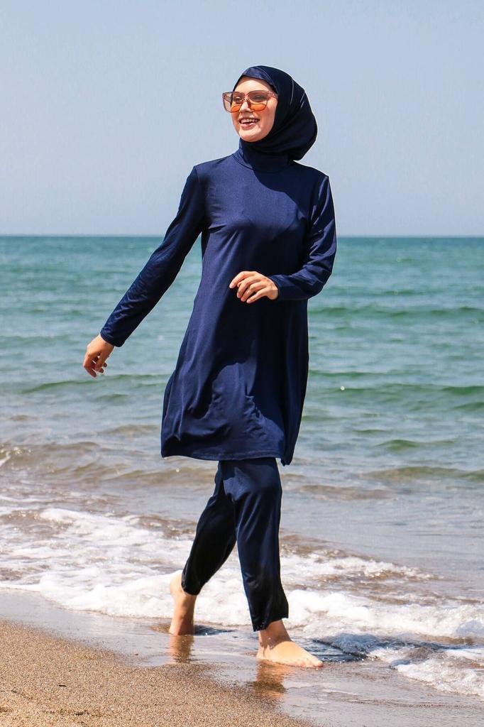 Muslimischer, bescheidener, islamischer Burkini-Badeanzug für den Strand, Bademode, Hijab, Strandmode, 4-teilig