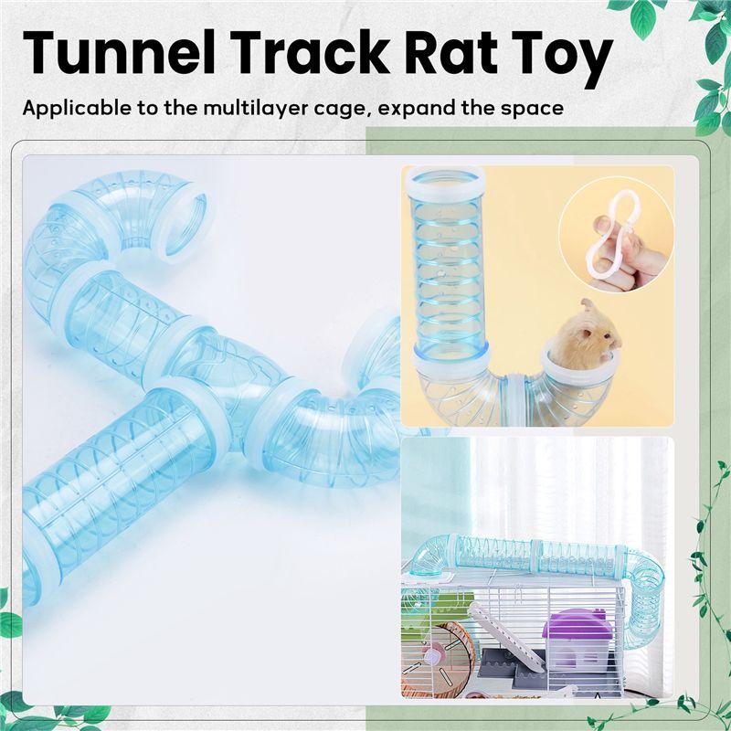 Practical-Hamster Tubes, Adventure External Pipe Set Hamster Cage To Expand Space DIY Creative Connection Tunnel Blue