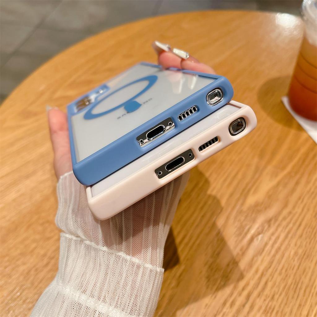Compatible Samsung Galaxy S26 Ultra Case: Skin-Feel Magnetic Shell, Acrylic S24, Transparent Full Coverage 23 Model.