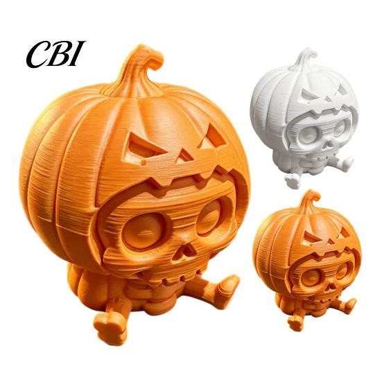 Spooky Skull Pumpkin Design Ornament, Hollow Ghost Face Design, 3D Printed Desktop Halloween Decoration Detailed Layered Figurine, for Display