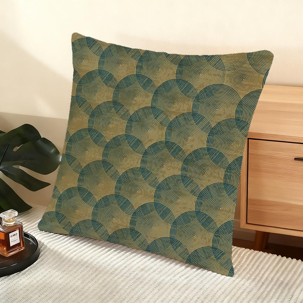 Vintage Washed Style Pattern Cushion Cover Soft Short Plush Pillow Cover Smooth Cozy Texture Aesthetic Cushion Case Home Decor