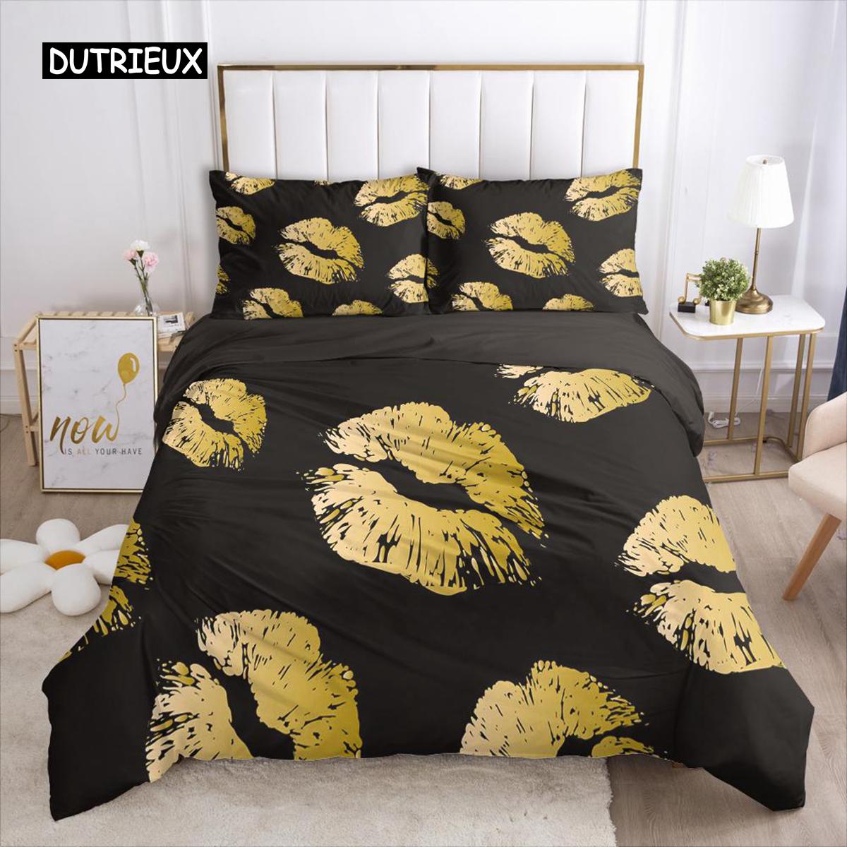 

Комплект постельного белья с красными губами Queen Polyester Love Twin Комплект постельного белья Sexy Tema Adult Couple Покрывало для пододеяльника 3D Kiss Marks Покрывало для пододеяльника EU single(135x200cm)