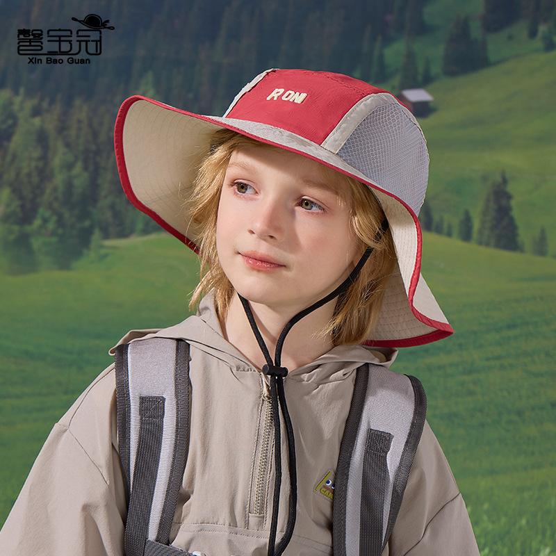 Children's Hats Outdoor Travel Breathable Sunscreen Hats Men's Thin Big-brimmed Sun Hats Quick-drying Waterproof Color Matching Bucket Hats