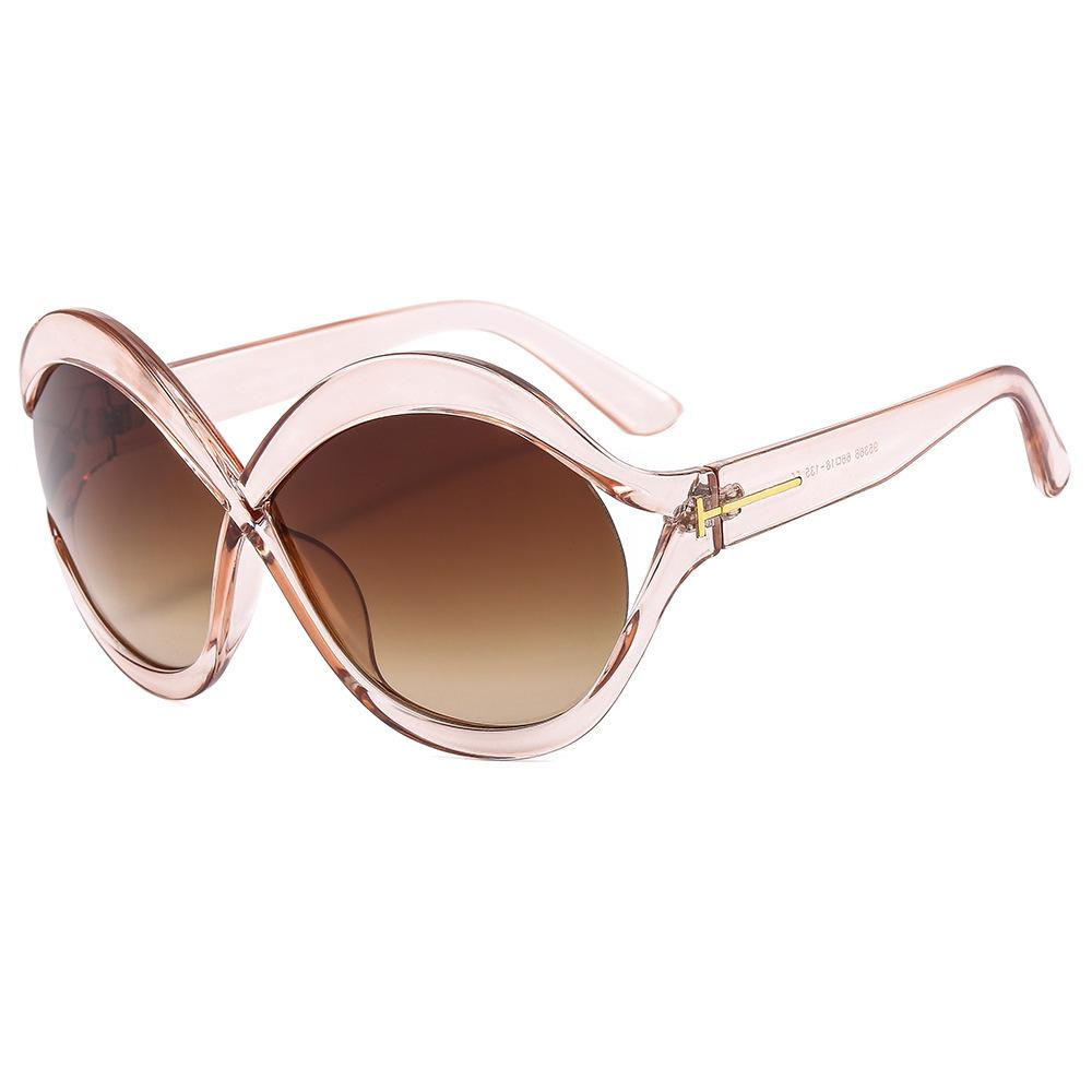 Oversized Sunglasses, European and American Style Sun Protection Sunglasses, Women's Round Cross-frame Cutout Glasses