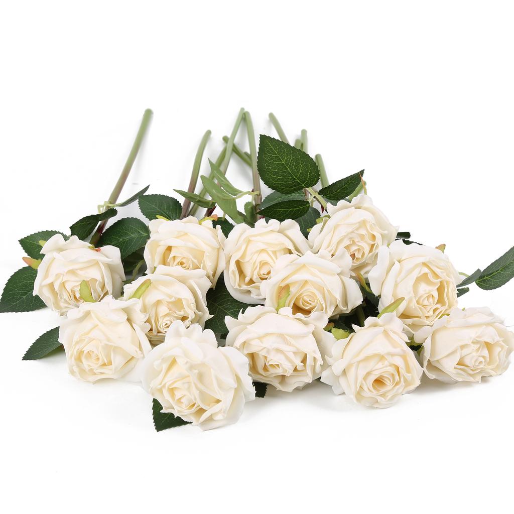 12Pcs Artificial Rose Flower with Single Stem 36cm Silk Material Fake Roses Used To Decorate The Bridal Bouquet Wedding Center Decorations Flower Wall