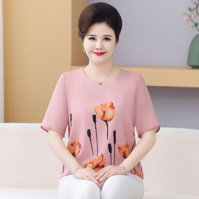 Mid-Aged Women's Plus Size Summer Short Sleeve Blouse