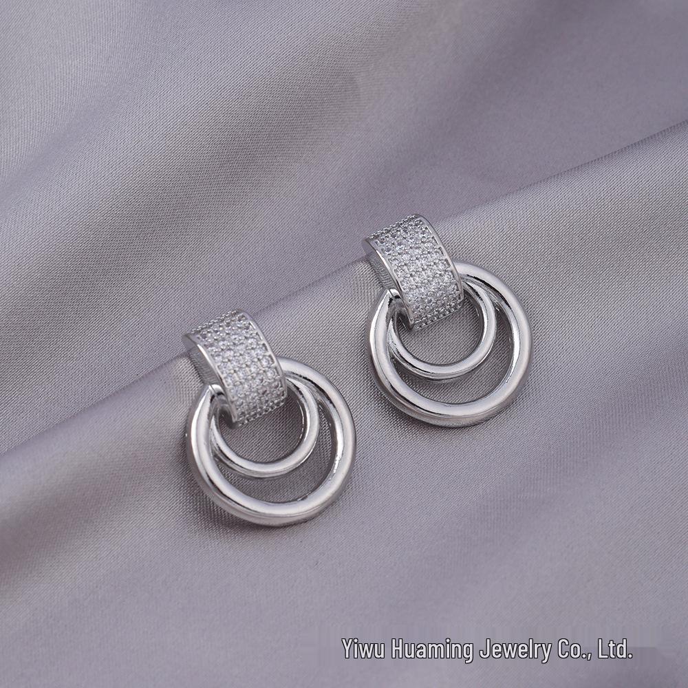 French Light Luxury Zircon Diamond Stud Earrings - Versatile & Trendy Styles