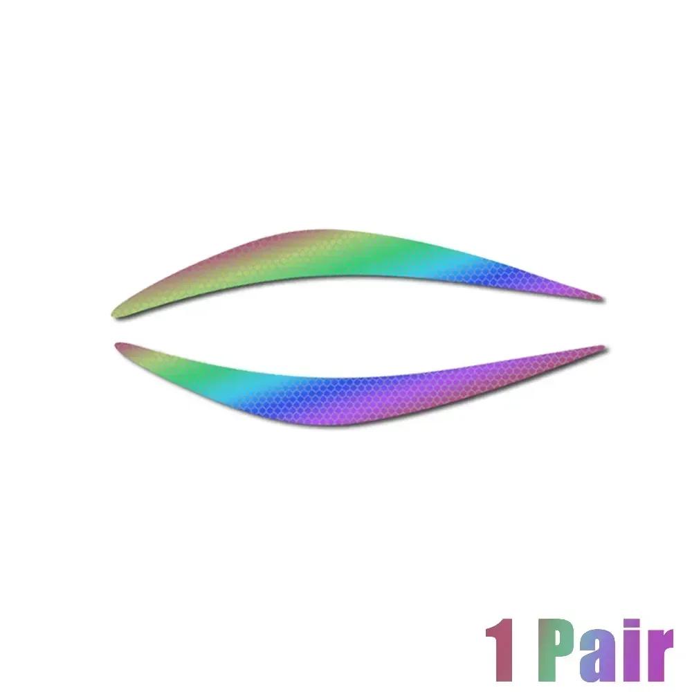 2Pcs Reflective Vinyl Car Headlight Eyebrow Decals, Universal Front Light Trim for Sporty Auto Exterior Styling