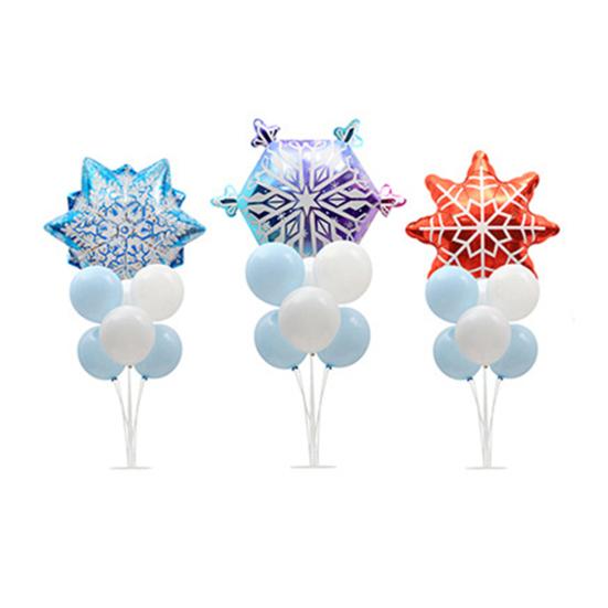 Xmas Snowflake Balloons Reusable Inflatable Easy To Expand Portable Lightweight Decorate 3D Snowflake Shape Christmas Balloons for Christmas