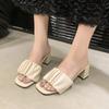 Slippers Women 2025 Elegant Woman Heeled Shoes Open Toe Fashion New Ladies Dress Square Toe High Heels Plus Size Modern Sandals