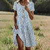 Mittellanges Kleid im Ethno-Stil aus Polyesterstoff mit Blumenprint für den Sommer