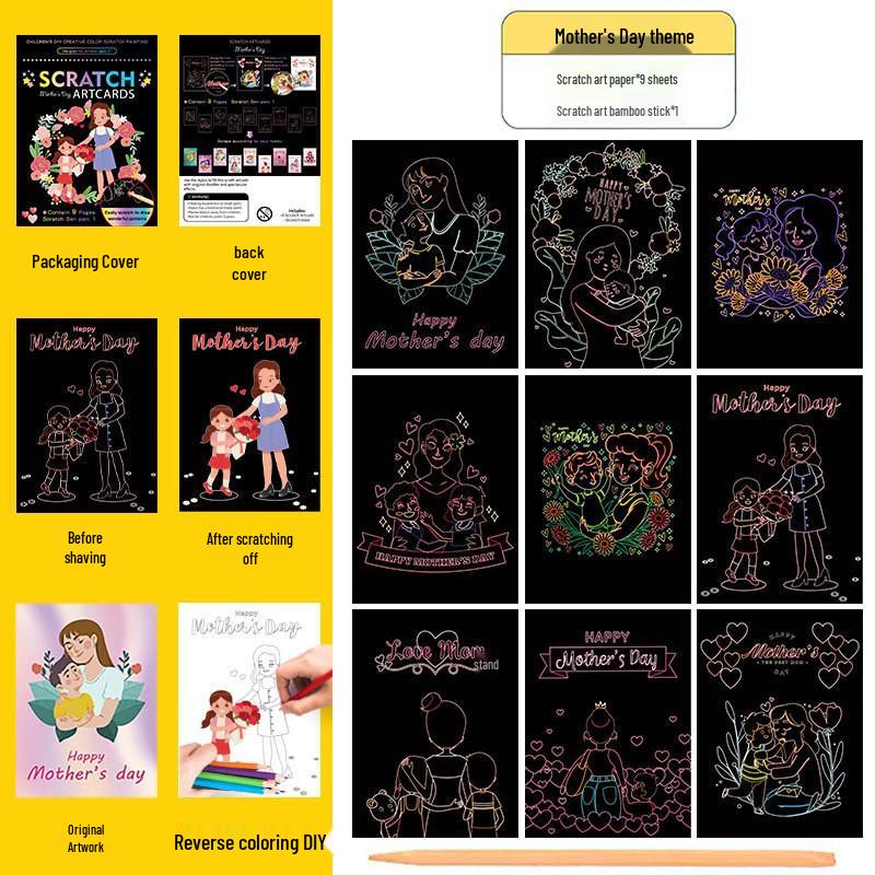 Gör-det-själv Färgglatt Skrapkonstpapper för Barn: Perfekt för Fars dag, Halloween och jul