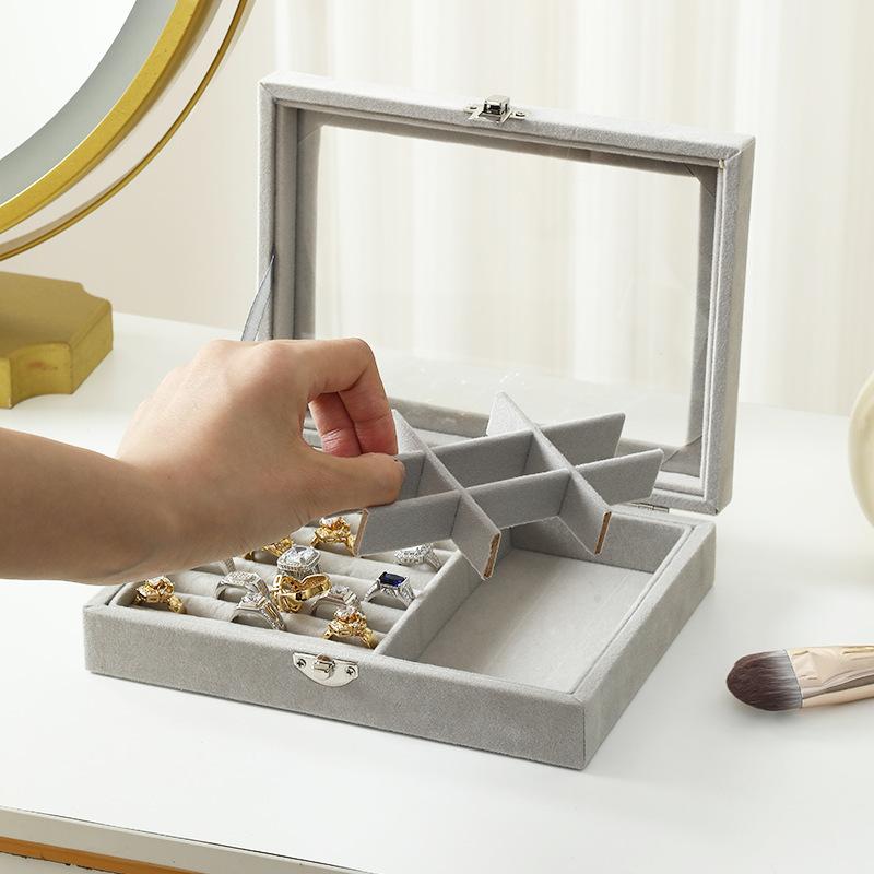 Premium Large Capacity Jewelry Box Flannel Jewelry Box Ring Necklace Jewelry Earrings Storage Box