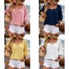 Camicia Casual in Lino da Donna con Maniche a Lanterna e Scollo Quadrato per le Vacanze Estive