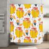 Adorable Heart Animal Shower Curtain Decorative Bathroom Fabric Printed Pink Dog with Yellow Hearts Bath Mat Set for Kitchen Liv