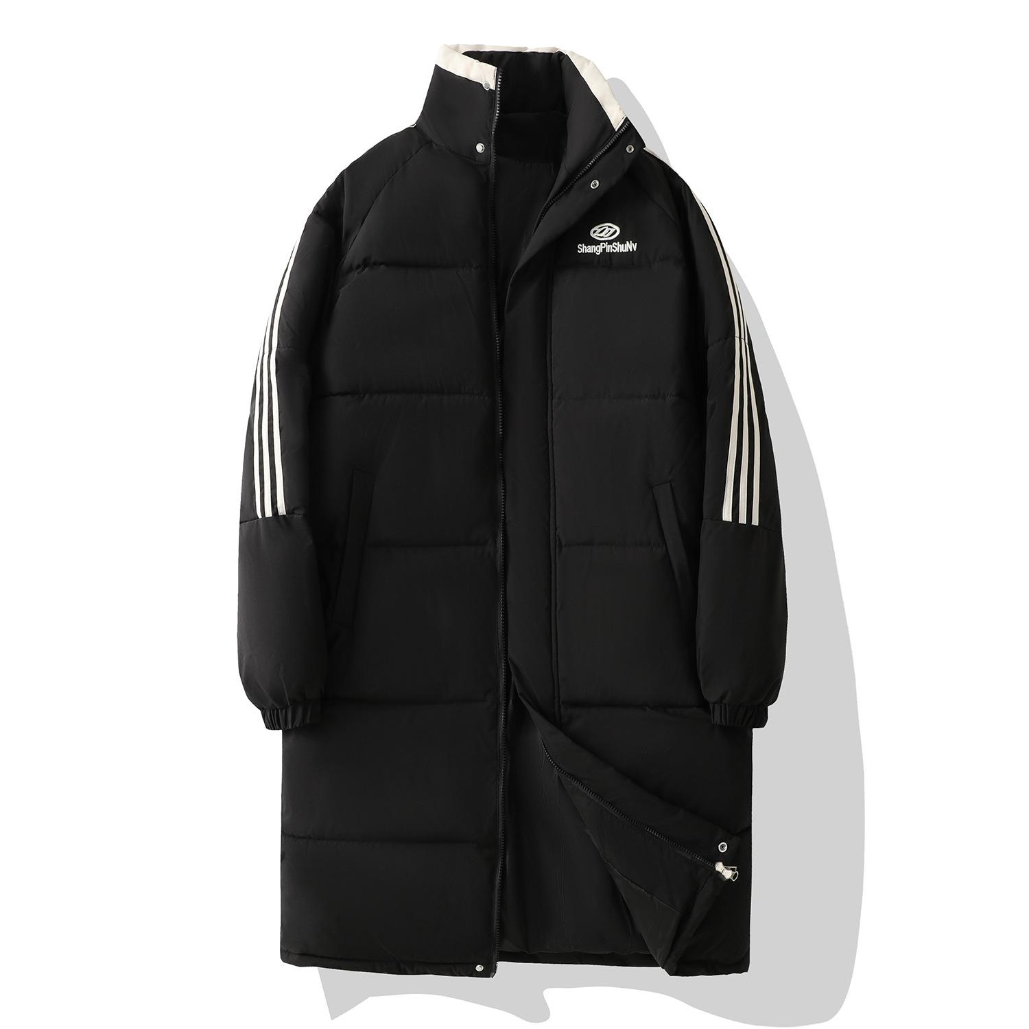 

Пара ветрозащитная легкая пушистая с капюшоном теплая холодная свободная длинная повседневная спортивная высококачественная ткань куртка хлопковая куртка пальто XXL чёрный