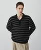 DRAW FIT Wool Supple Stripe Collar Knit [Black]