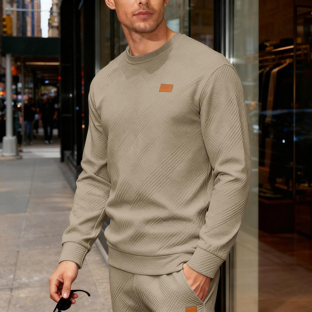 Neues lässiges Sport-Sweatshirt für Herren, einfach, für den Weg zur Arbeit, locker, strukturiert, Rundhalsausschnitt