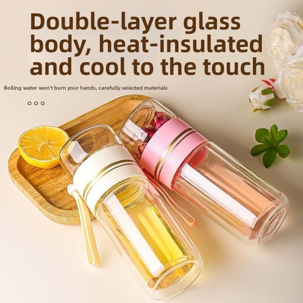 Round Mouth 450ML Tea Bottle Borosilicate Glass Handhold Portable Bottle  Business Gift