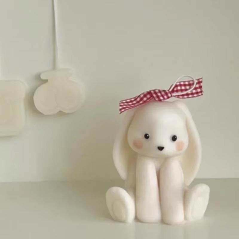 DIY Candle Mold Home Decoration Sitting Lucky Rabbit Silicone Mold 3D Bunny Scented Candle Mould for Wax Aromatherapy Making