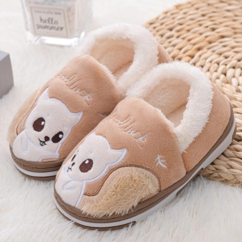 Slippers Fashion Girls Toddler Winter Warm Shoes Casual Home Gear Baby Boy Antislip Sole Loafers Cartoon Squirrel Kids Footwear