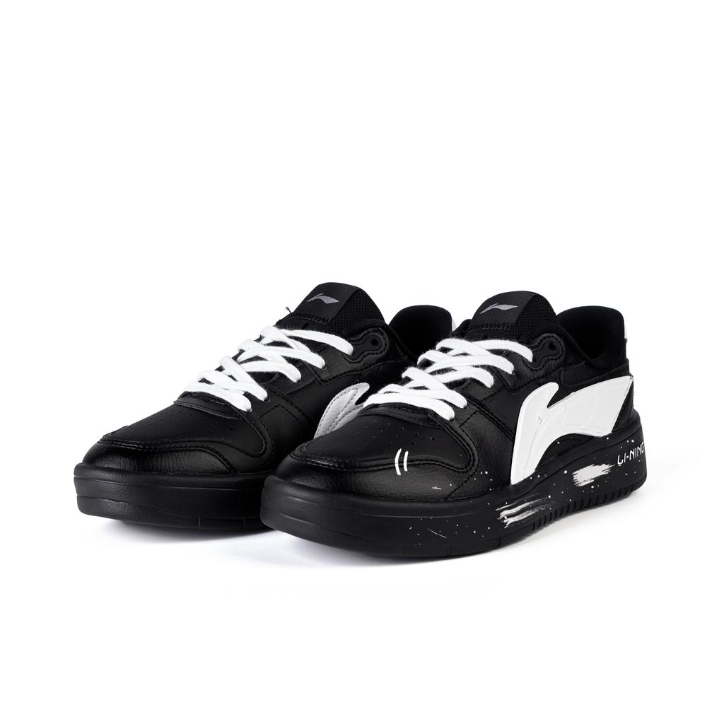 Li Ning Slip Resistant Cushioning Abrasion Resistant Low top Skateboard Shoes Men's Black White AGCU515-5(Team345-)