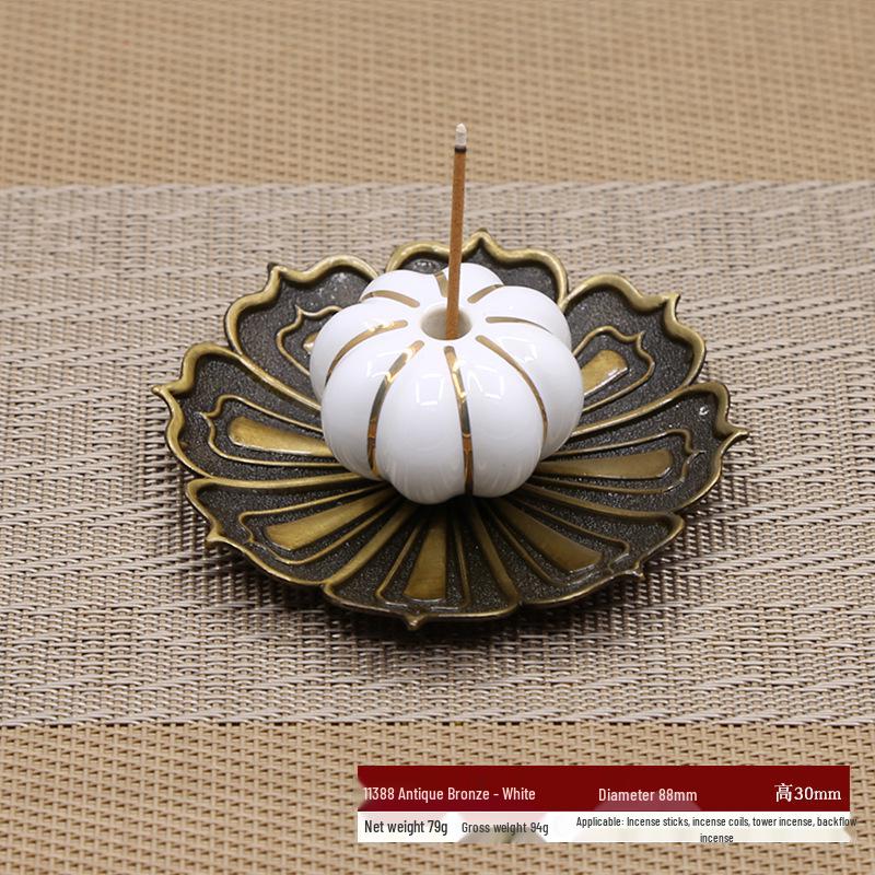 Seven-Color Ceramic Zen Incense Burner Tray with Sandalwood Coil Holder