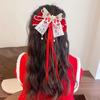 New Year Cute Pompom Kids Hair Clips Winter Plush Hairpins Braid Accessory Red Bow Princess Girl Headwear New Year Gift For Kids