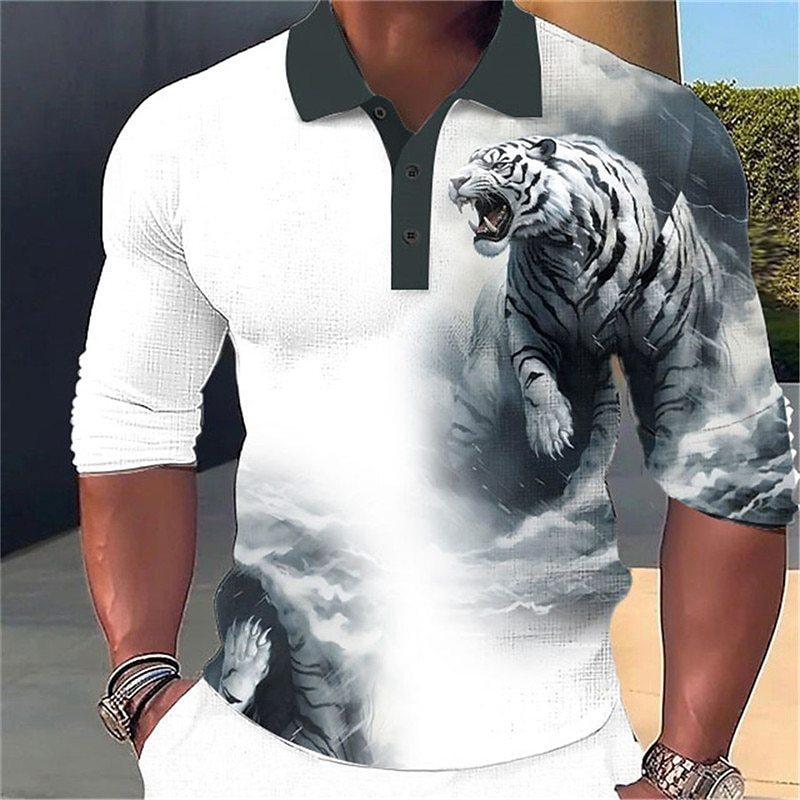 Men's Long Sleeve Polo Shirt with Plaid Accent, Versatile Casual Top