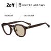 Zoff Photochromic Sunglasses Lenses UNITED ARROWS Crown Panto Black Frame Unisex UV Protection Stylish Unisex Boston-Style (Brown (Clear))