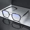 Men's Fashion Retro Flat Lens Glasses High-End Large Frame Slimming Double Bridge Eyeglass Frame - Non-prescription Glasses