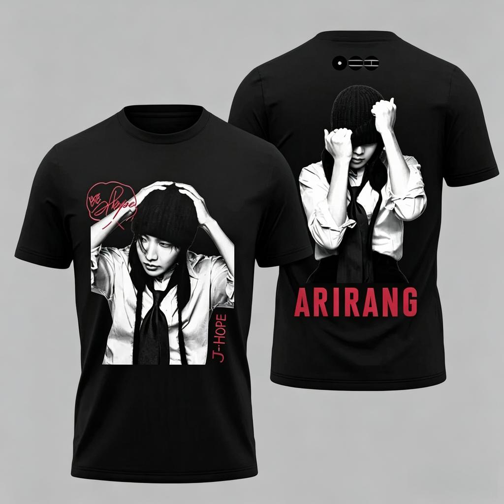 BTS Arirang Design Double Sided T-shirt 2026 World Tour Summer Pure Cotton T-shirt Men's Women's Y2k Clothing Oversized Shirt
