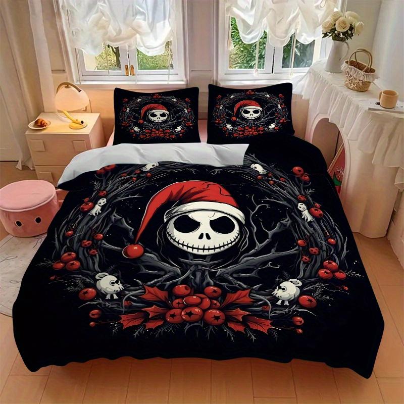 3pcs Disney Christmas Jack Print Cover Set Ultra Soft, Breathable, and Comfortable Bedding with Stylish Design for Bedroom and Guest Room Decor 1