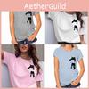 Stylish Women Solid Simple Cat T-shirt Loose Short Sleeve Casual Top Pullover